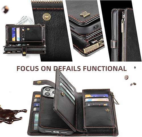 Miniatura 5 de Funda tipo cartera para iPhone 15 Pro, funda para iPhone 15 Pro con tarjetero, funda de cuero para iPhone 15 Pro para mujeres y hombres, funda