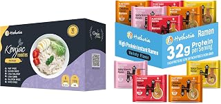 Hethstia Konjac Pho & High-Protein Ramen Variety Pack, Vegan Low Carb Shirataki Pho Noodles & 6-Pack Instant Ramen Cups (Chicken, Beef, Spicy Kimchi, Spicy Curry), 32g Plant Protein, Gluten-Free, Keto