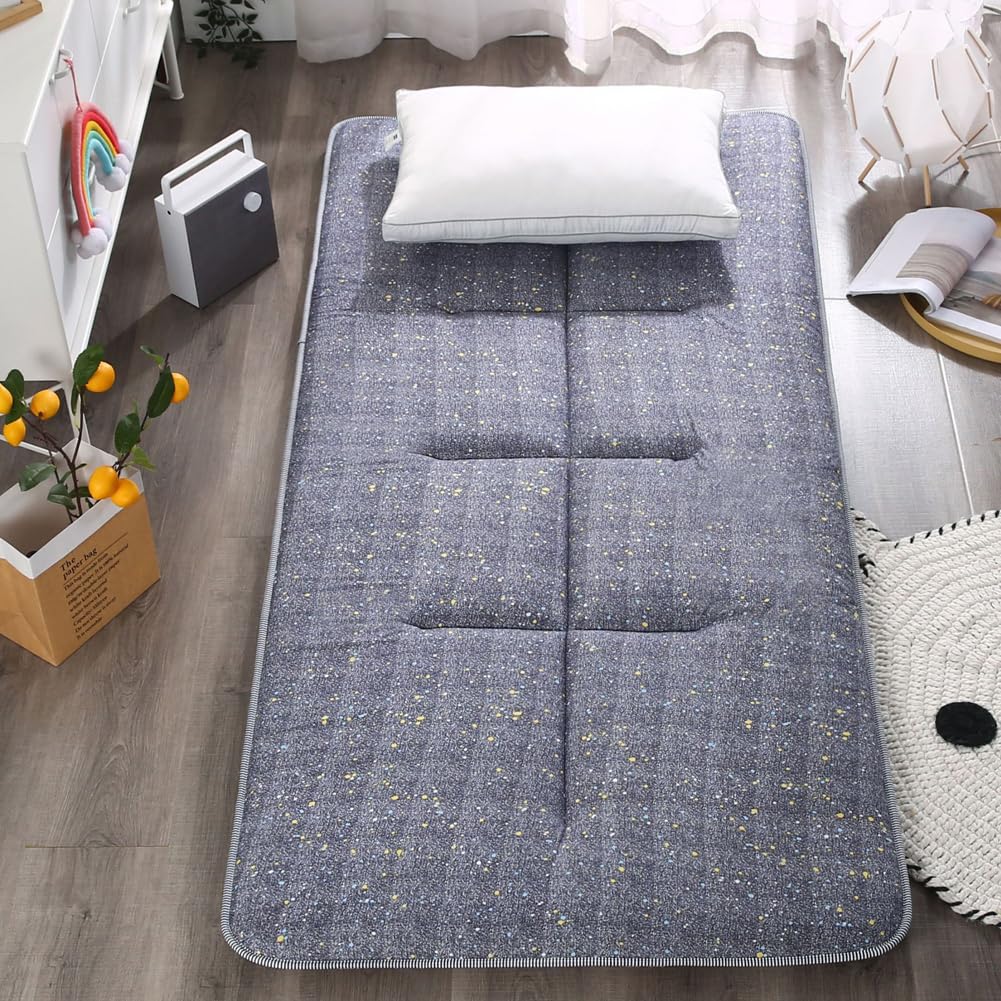 Futon, materasso da pavimento pieghevole, arrotolabile, tatami, singolo/twin/queen/king size, materasso futon giapponese, materasso da campeggio con retro antiscivolo (bianco, 70 x 180 cm)