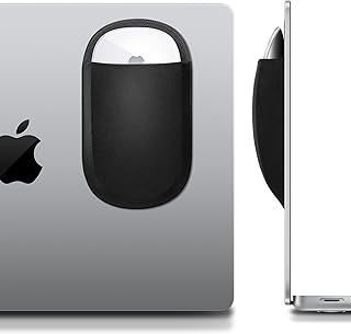 Lacdo ユニバーサルスティックオンマウスポーチ、スリムマウスホルダー、マジックマウス1 2のケース、再利用可能な接着剤、接着剤残留物なし、コンパクトな弾性ポーチ/キャリングスリーブ、iPad MacBookと互換性、ブラック