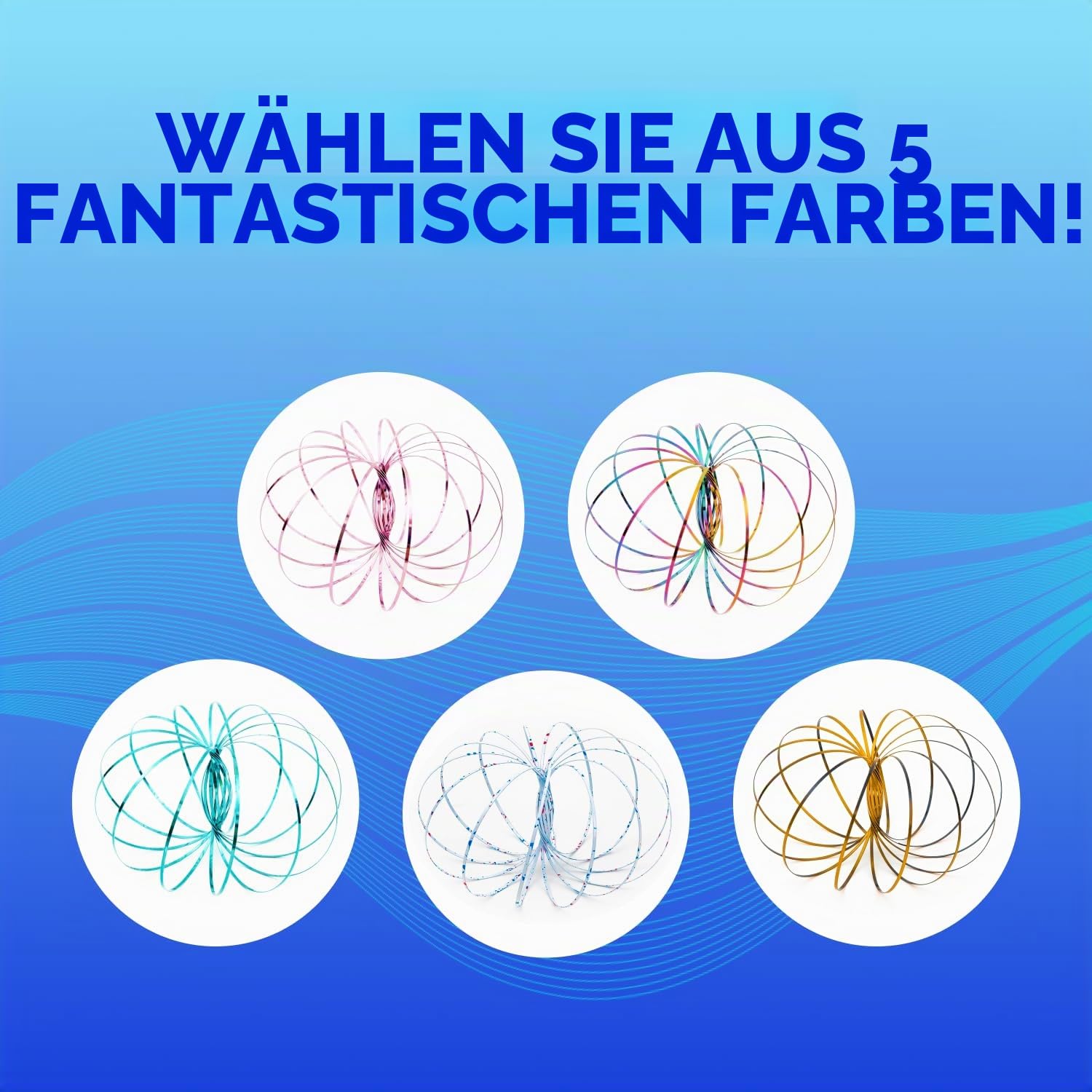 Mozi Magic Flow Geometrischer Anti-Stressring, einfach zu bedienen, Kinetischer 3D-Ring, Slinky, Spielzeug für Kinder und Erwachsene (Iridescent)