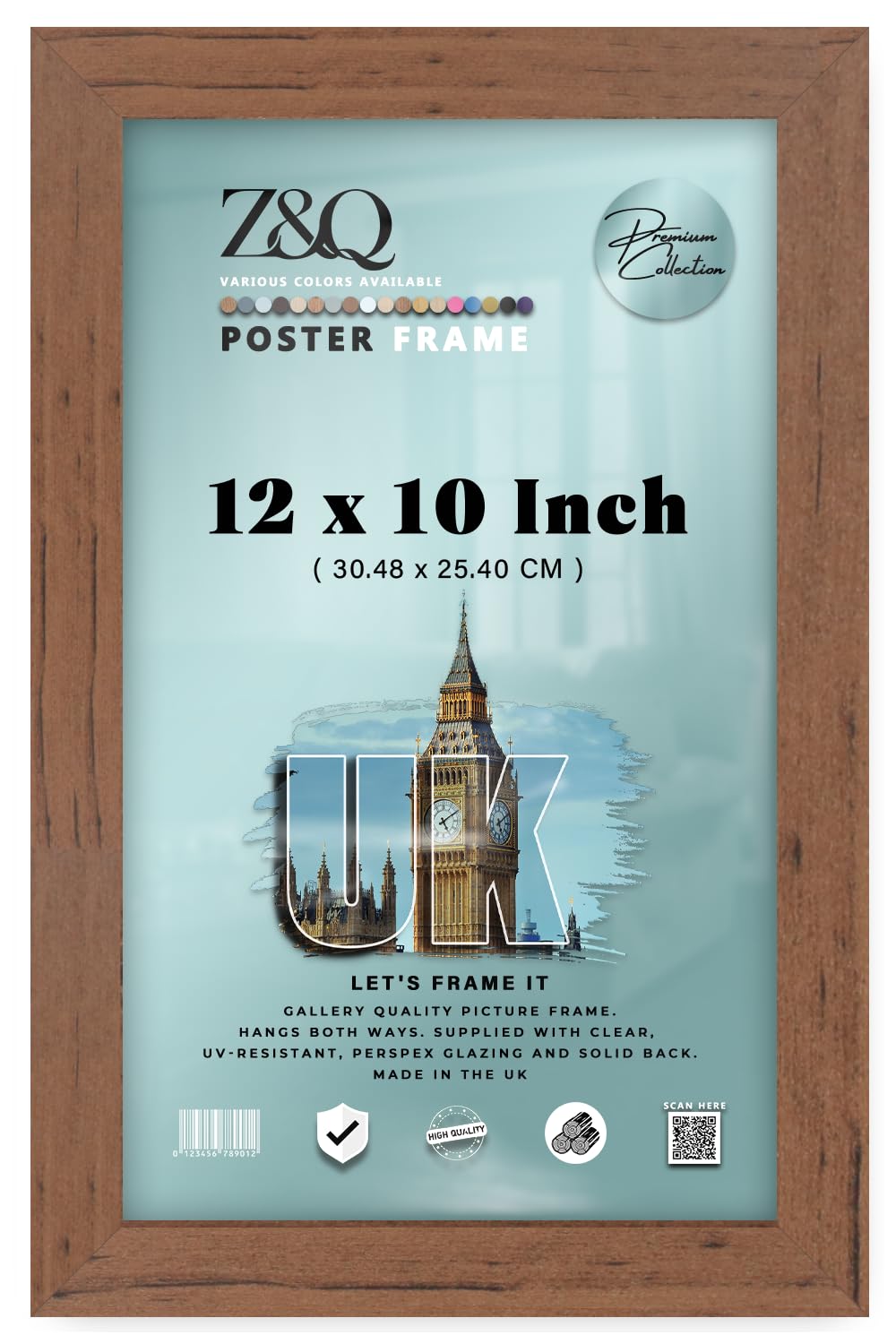 Z&Q - Classic Mdf Wood Finish 12 x 10 Inch Picture Frame | for Room Décor (30.48 x 25.40 CM) Frame with Portrait/Landscape Display Home Décor [ Walnut ]