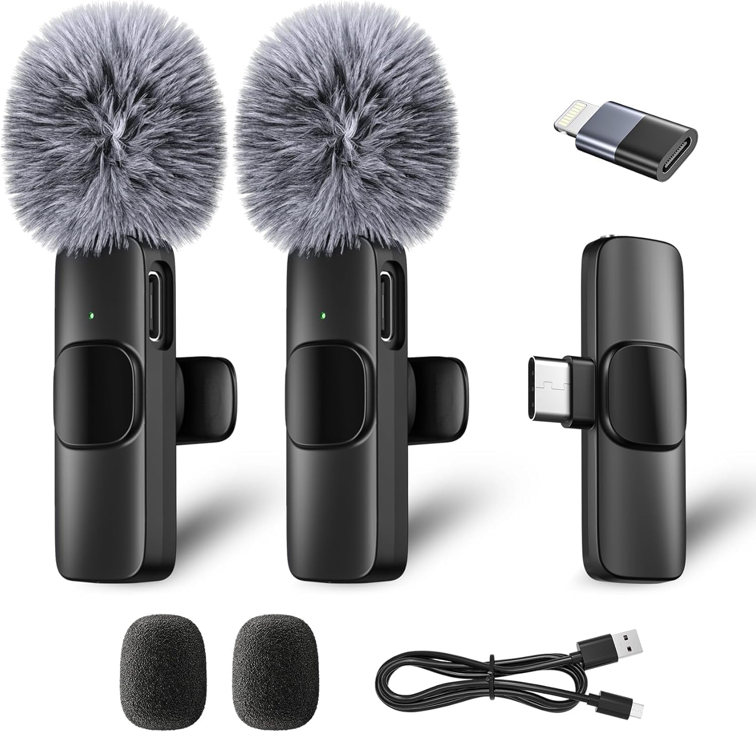2026 Microfono Lavalier Wireless per iPhone/iPad/Android (Confezione da 2), Mini Microfono con Lightning e USB-C, Cancellazione del Rumore, Plug&Play per Video,Interviste,Podcast,Vlog,TikTok,YouTube