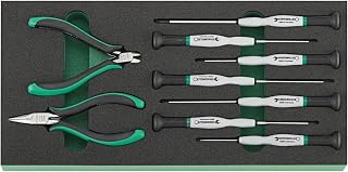 Stahlwille TCS 7 821/9 Electronics Screwdriver and Pliers Set in Foam Inlay, 10 Pieces