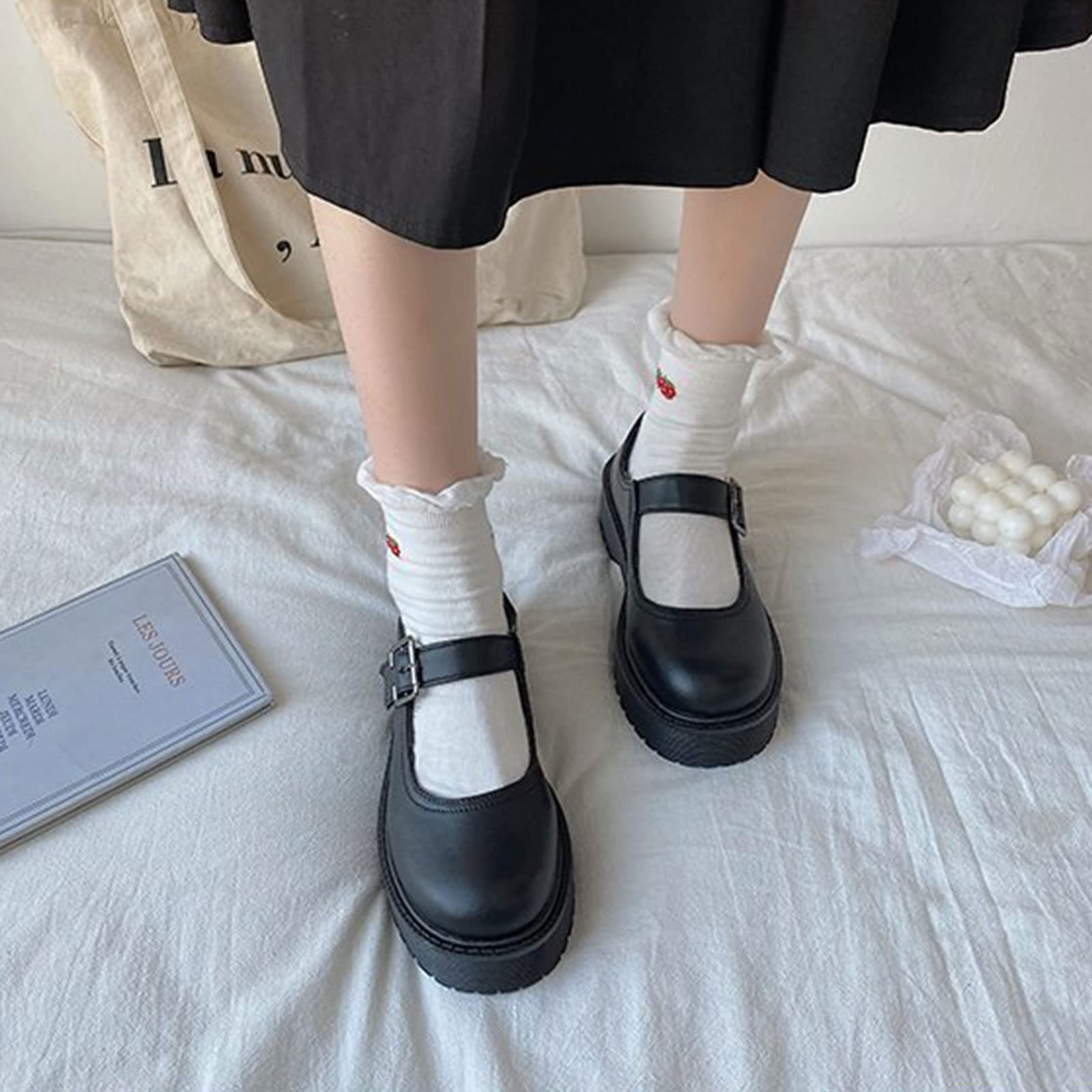 Scarpe Mary Jane per Ragazze Scarpe Eleganti Scarpe da Ballo con Tacco Basso Scarpe da Sposa per Feste per Bambini Piccoli/Grandi (Color : Matte Black, Size : 36 EU)