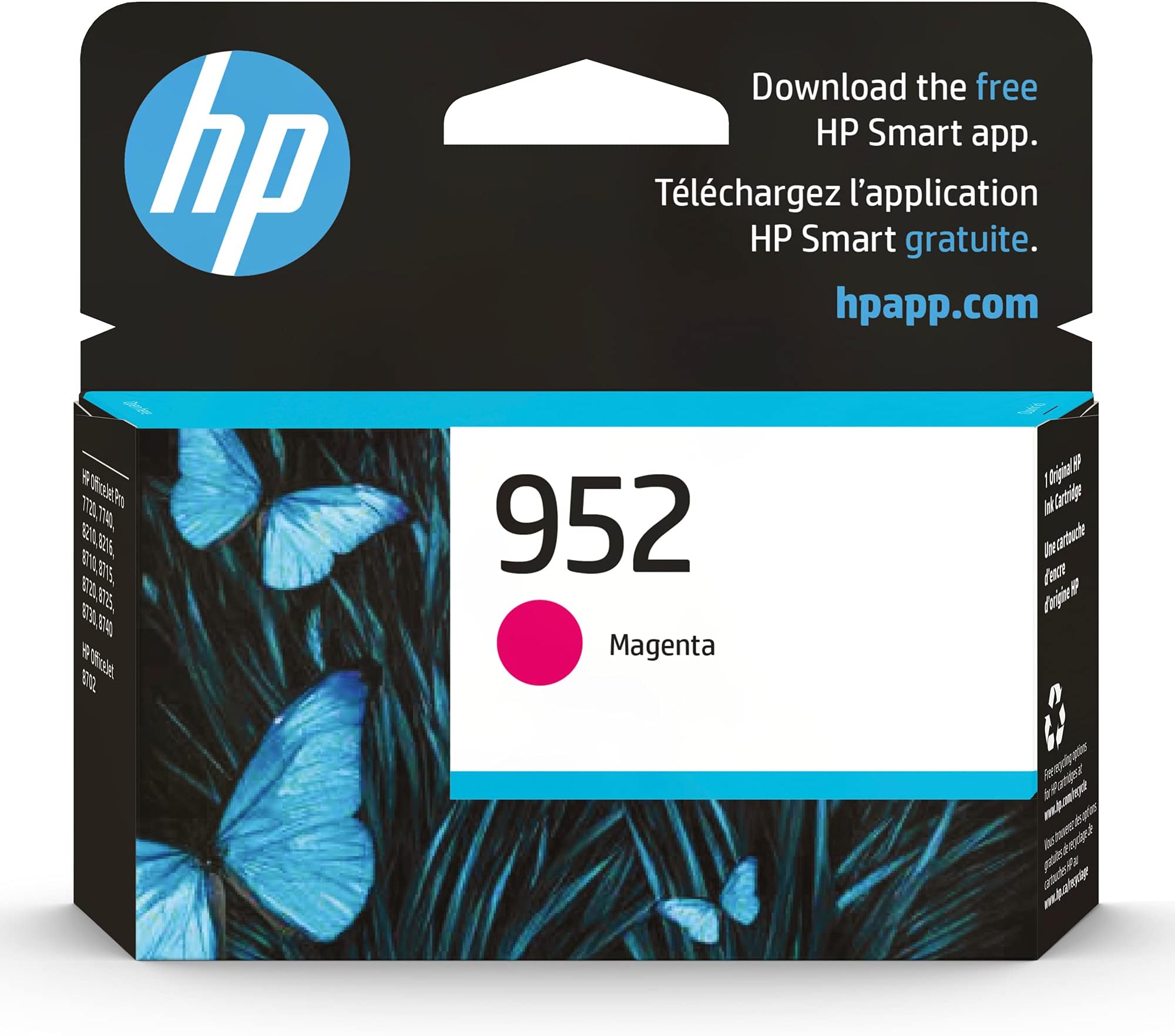 HP 952 Magenta Ink Cartridge | Works OfficeJet 8702, OfficeJet Pro 7720, 7740, 8210, 8710, 8720, 8730, 8740 Series | Eligible for Instant Ink | L0S52AN