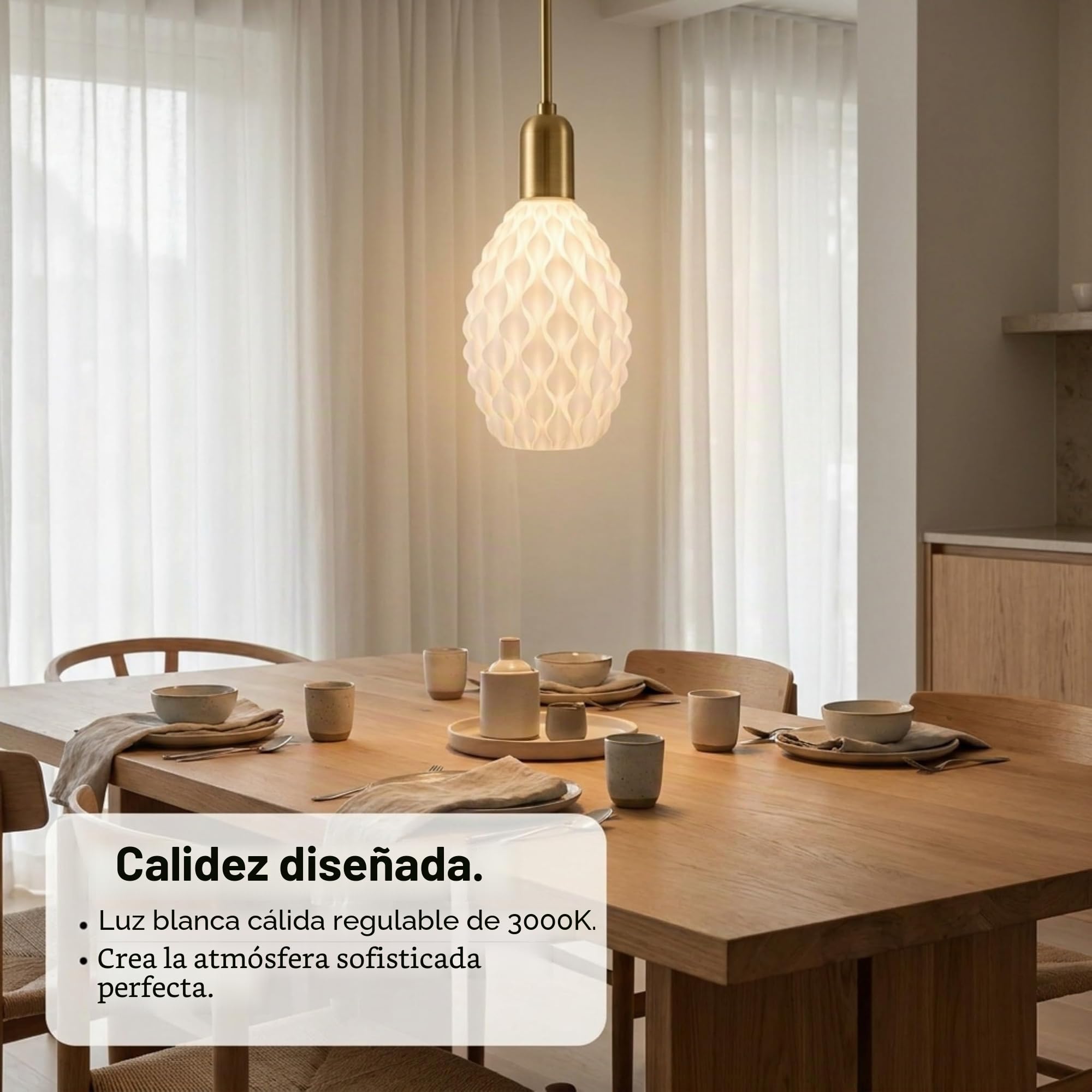 greenandco lámpara LED blanca de diseño | Flor | regulable | E27 | 4,5W 300lm | 3000K blanco cálido | CRI 90+ | sin parpadeo | 180° | 230V | PLA biodegradable | 170 * 283mm