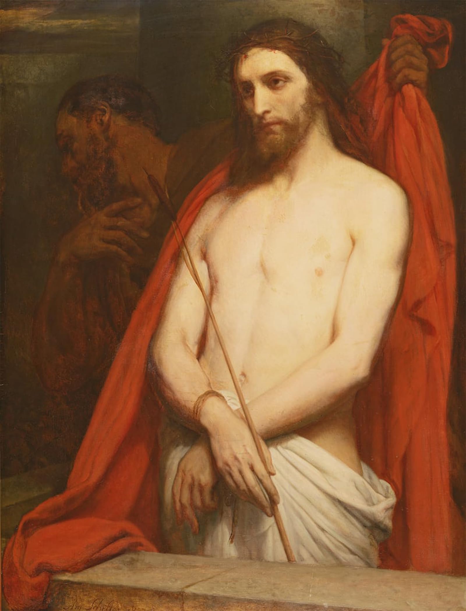 ARTXLXXBN Famous Art Print Poster Vintage Wall Art Christ with the Reed by Ary Scheffer Canvas Art Poster for Home Decor 60x90cm