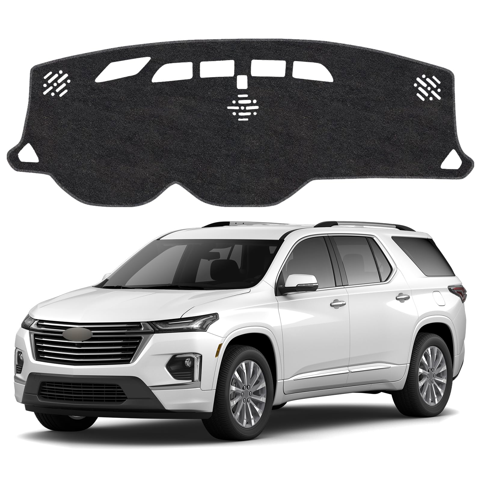Dash Cover Mat for Chevy Chevrolet Traverse 2018 2019 2020 2021 2022 2023 2024 Non-Slip Dashboard Cover Mat Sunshade UV Rays Protector Interior Accessories