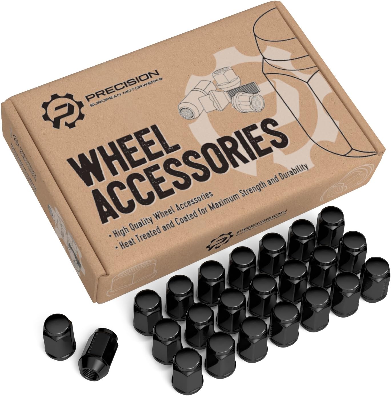 StanceMagic 23pcs Bulge Closed End Lug Nuts - 1/2x20 Threads, Cone Seat, 3/4" 19mm Hex - Compatible with Jeep Wrangler TJ JK Cherokee XJ Wrangler Liberty Rubicon CJ5 CJ7 ZJ WJ - Black, 1.4in Length