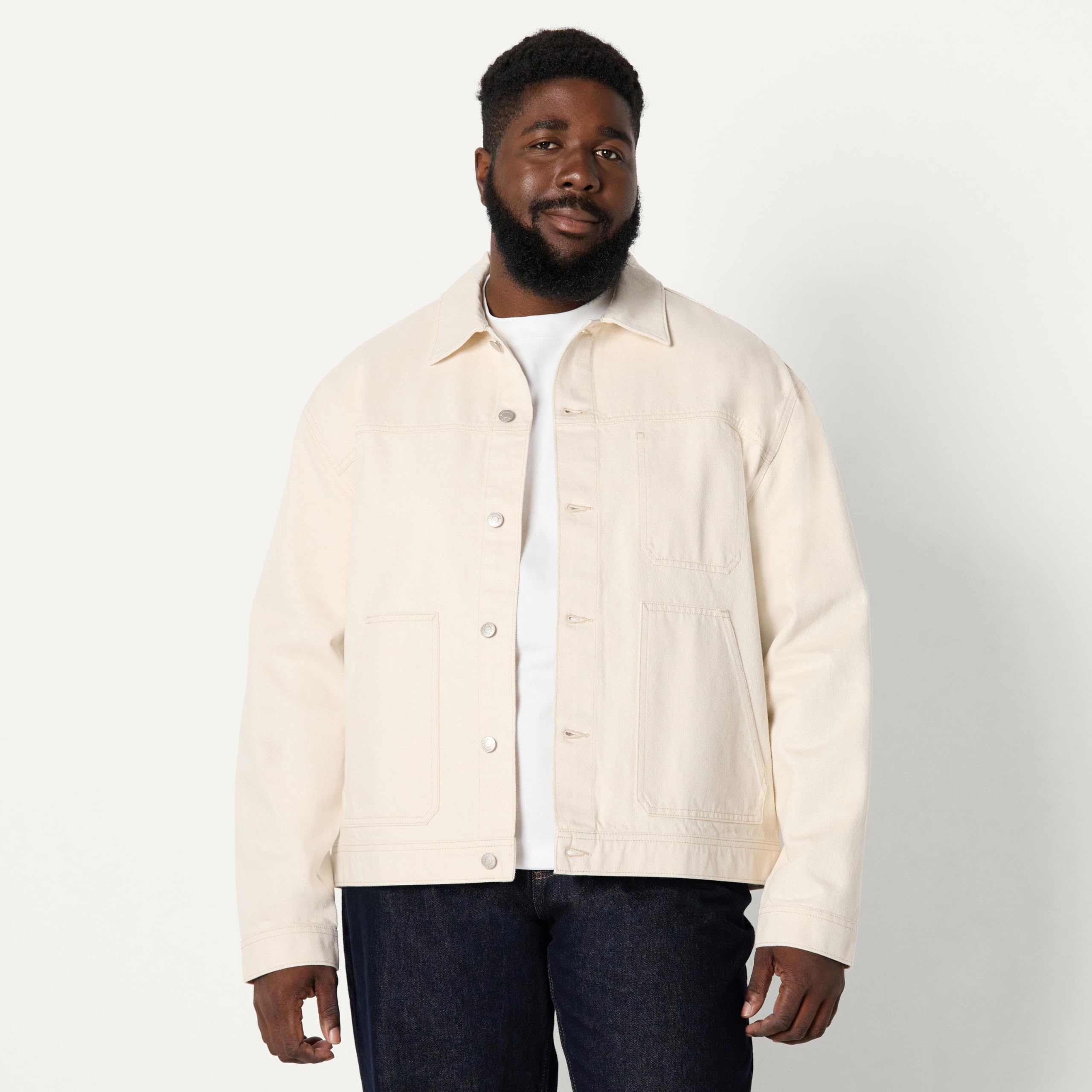 Amazon Essentials Hombre Chaqueta Funcional Vaquera Rígida de Corte Holgado