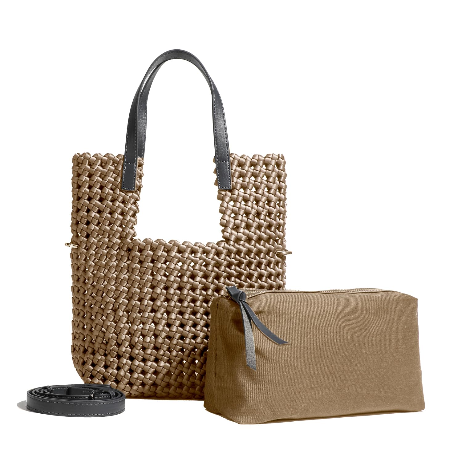 JINMANXUE Small Woven Shoulder bag For Women Hollowed Out Handbags and Purses Retro Niche design Underarm Bag