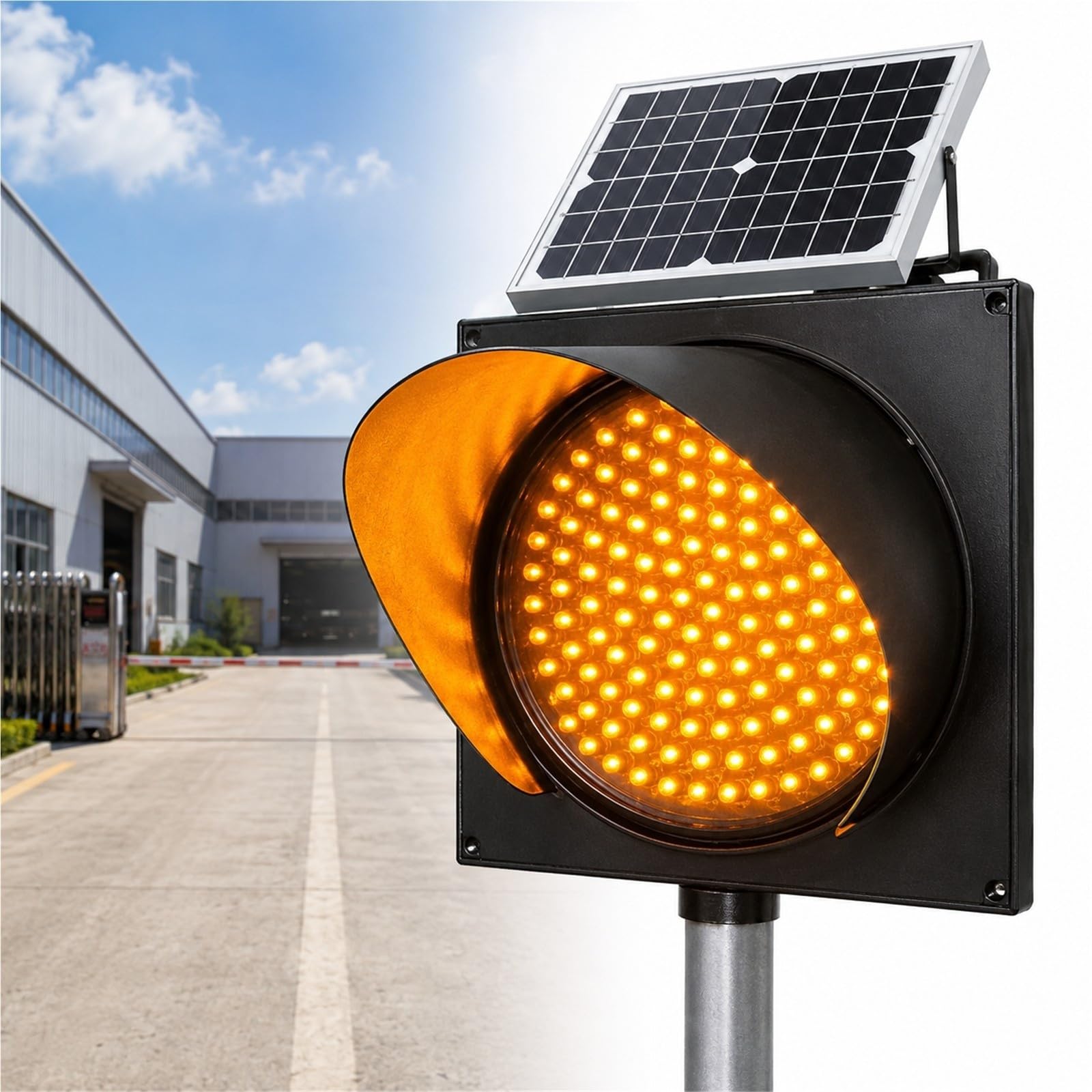Luz de advertencia de tráfico, lámpara exterior con energía solar