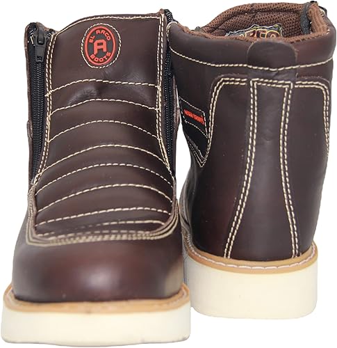 Miniatura 2 de The Western Shops Bota de trabajo de cuero con doble cremallera para hombre (10.5, café)