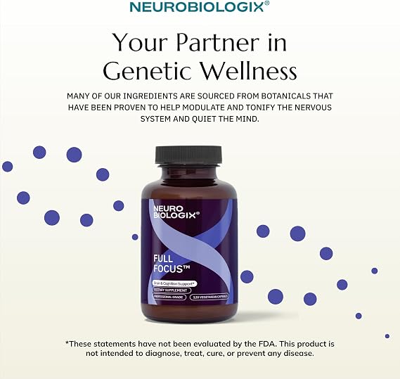 Neurobiologix Full Focus for Men & Women, Brain & Mood Support Supplement, Promotes Focus, Memory & Cognitive Function, with Green Coffee Bean, Bacopa, Magnesium & SAM-E, Gluten Free, 120 Capsules | Multi-pathway Nootropic Bacopa, L-Tyrosine, SAMe & natural caffeine. Supports focus, memory & mental clarity.