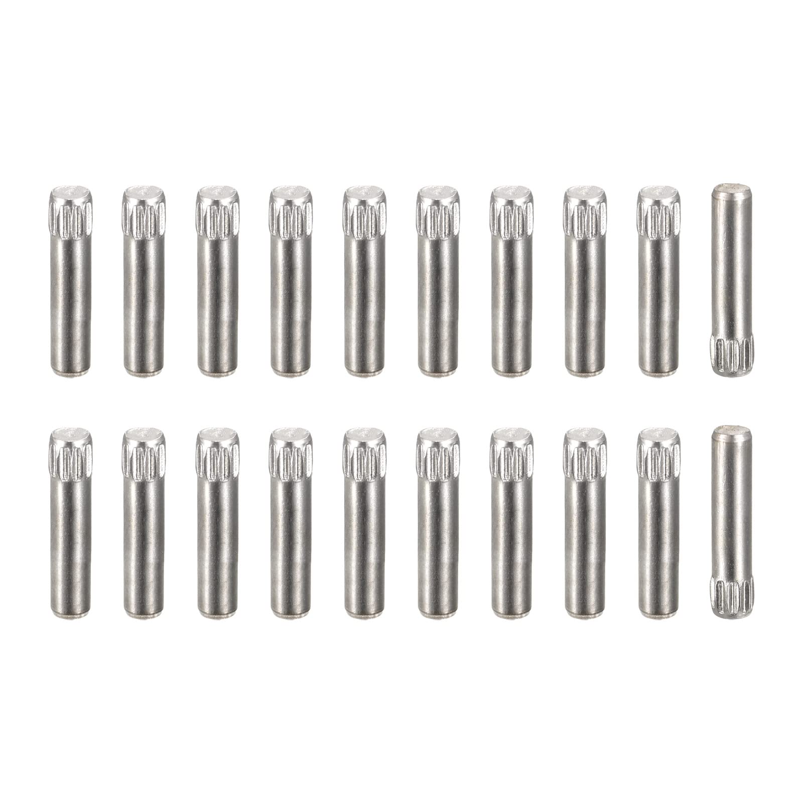 sourcing map 3x16mm 304 Stainless Steel Dowel Pins, 20Pcs Knurled Head Flat Chamfered End Dowel Pin, Wood Bunk Bed Shelf Pegs Support Shelves Fasten Elements