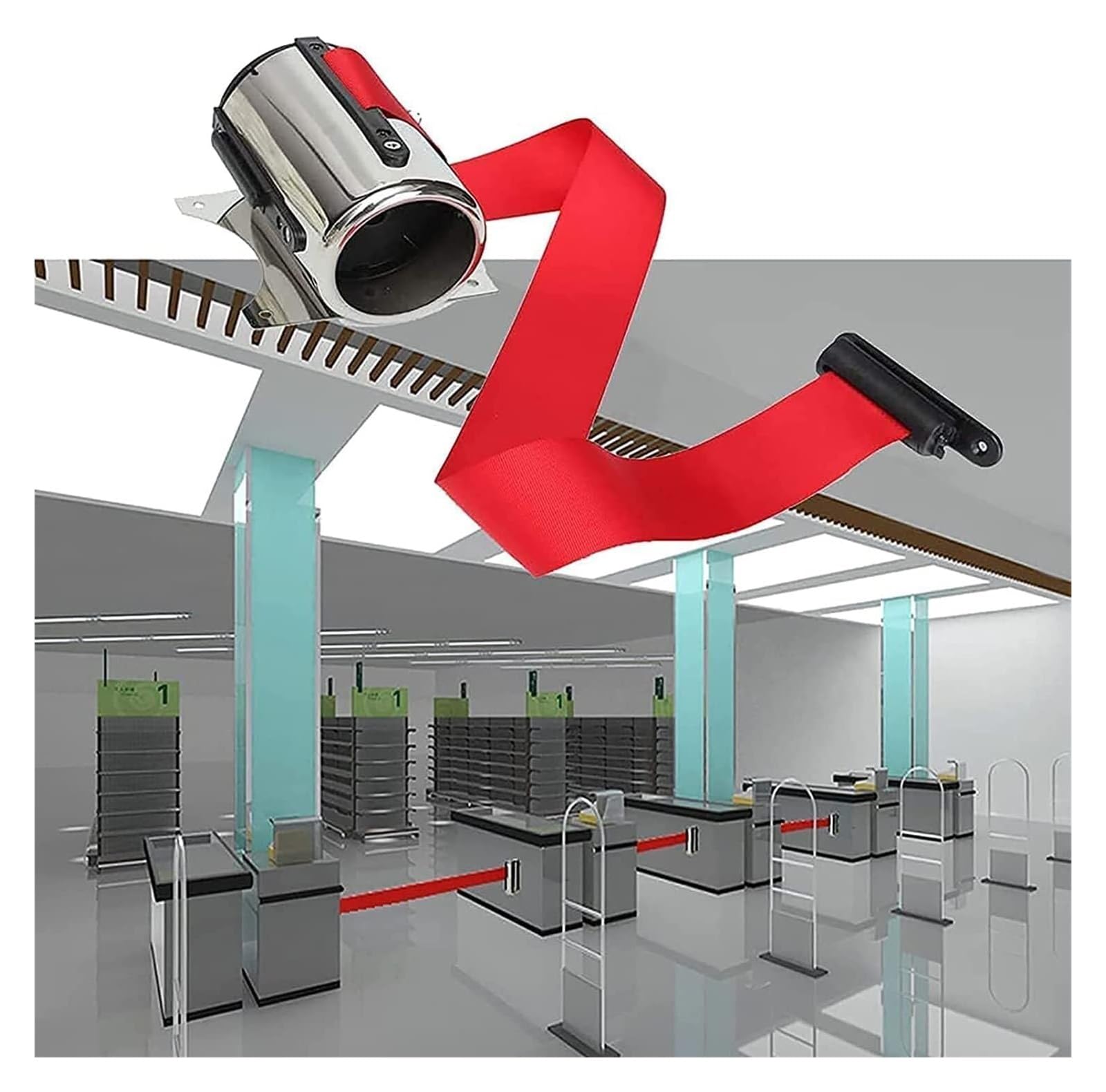 YNIYUJKL Wall Mount Retractable Belt Barrier - 3M Queue Control Rope For Crowd Management, Ideal For Parks, Events, And Public Spaces - Durable, Easy To Install,size_name-3m