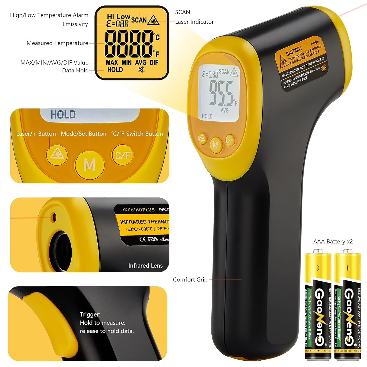 Test Meters & Detectors Laser Infrared Temperature Gun Barbecue
