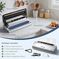 Vista 6 de Máquina selladora al vacío mejorada para alimentos, sellador de alimentos 8 en 1 con potente succión, modos seco y húmedo, compatible con Sous Vide