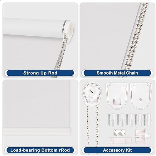 Miniatura 4 de Grandekor Persianas enrollables 100 % opacas, para ventana, con aislamiento térmico, protección UV, impermeable, tela opaca con cadena, 35 x 72