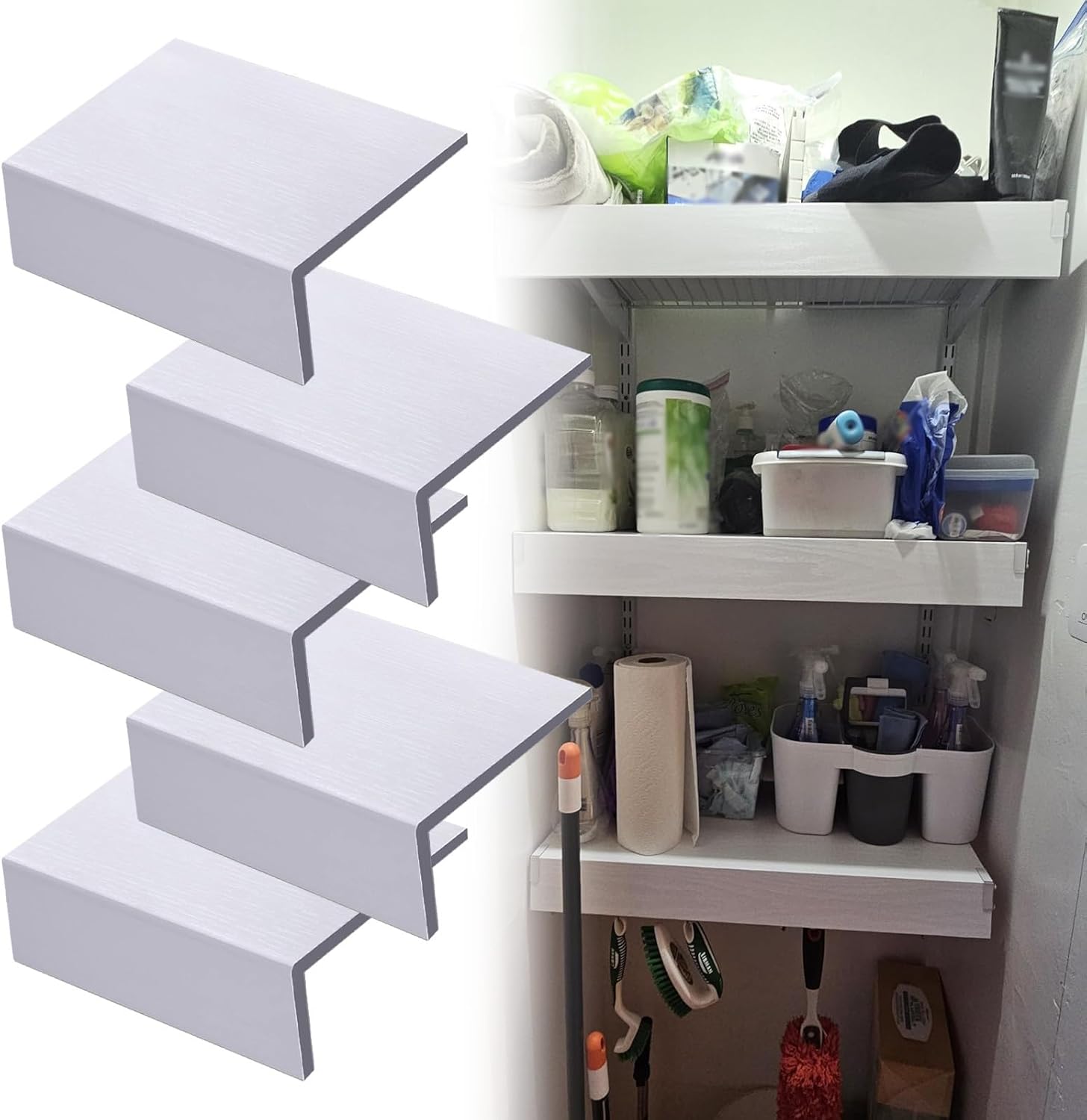 JYHHCYS Wire Shelf Cover for Closet, 16 to 48 in Long Metal Wire Rack Cover Pantry Kitchen Home Closet DIY, Shelf Covers for Shelving Corner No Deformation(White,LxW 35x9in)