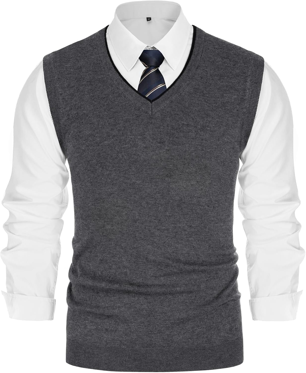 PJ PAUL JONES Mens Sweater Vest Wool Blended Knitted Vest Sweaters V-Neck Sleeveless Pullover Vests - Image 4