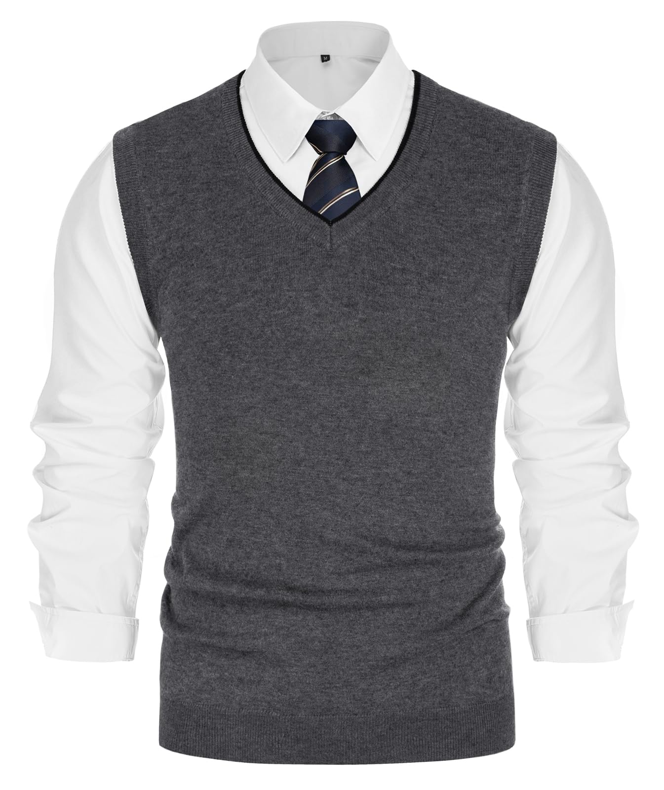 PaulJones Chaleco sin mangas con cuello en V para hombre, ajuste delgado, ropa de punto, suéter de punto, cárdigans, camisetas sin mangas