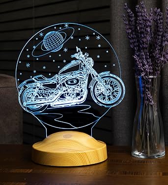 Chopper Motosiklet, Motor Hayranlar na Hediye 3 Boyutlu, 3D Led Lamba