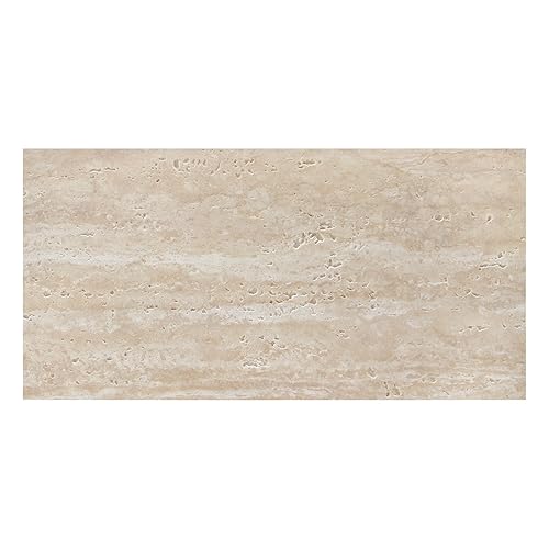 10-Sheet Beige Travertine Natural Clay Mosaic Tile, 12" x 24"