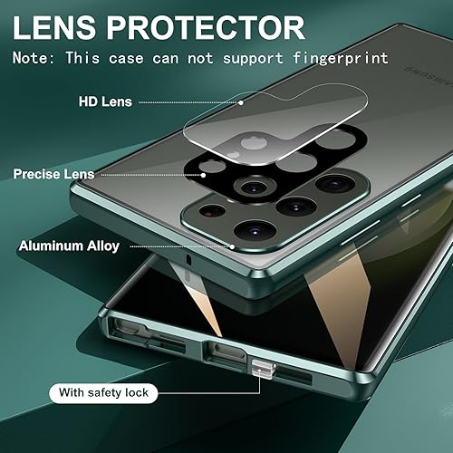 Miniatura 5 de Jonwelsy Funda antiespía para Samsung Galaxy S23 Ultra, cubierta de vidrio templado de privacidad frontal y trasera de 360 grados, pantalla