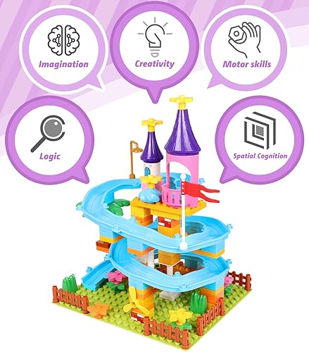 Miniatura 3 de Juego de construcción de juguetes de Marble Run, 86 piezas de bloques de construcción de castillo para mayores de 3 años, juguetes de construcción