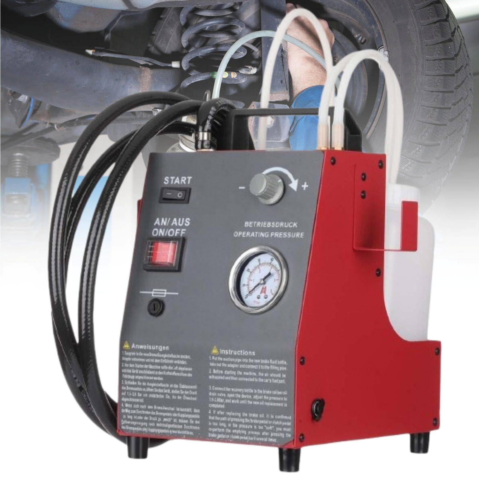 MhWrughts Electric Brake Bleeder Machine DC12V Pulse Pressure Brake Fluid Exchanger, One-Person Brake Bleeding Tool with Master Cylinder for Cars Trucks Garages