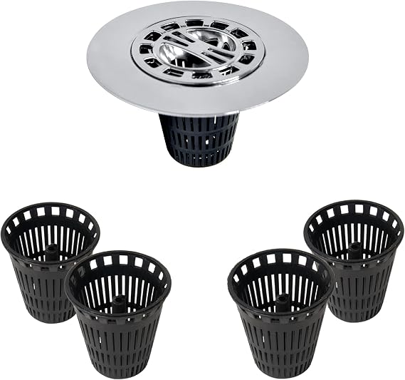 Danco 10529P Chrome Shower Drain Hair Catcher for Stand-Alone Shower, 3-inch Shower Drain Hair Trap, Includes 5 Replacement Baskets, Shower Strainer