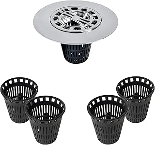 Danco 10529P Chrome Shower Drain Hair Catcher for Stand-Alone Shower, 3-inch Shower Drain Hair Trap, Includes 5 Replacement Baskets, Shower Strainer