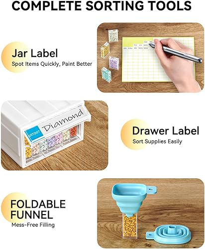 Vista 14 de ARTDOT 56 contenedores de almacenamiento para kits de arte de diamantes para adultos, paquete de 2 contenedores portátiles de almacenamiento