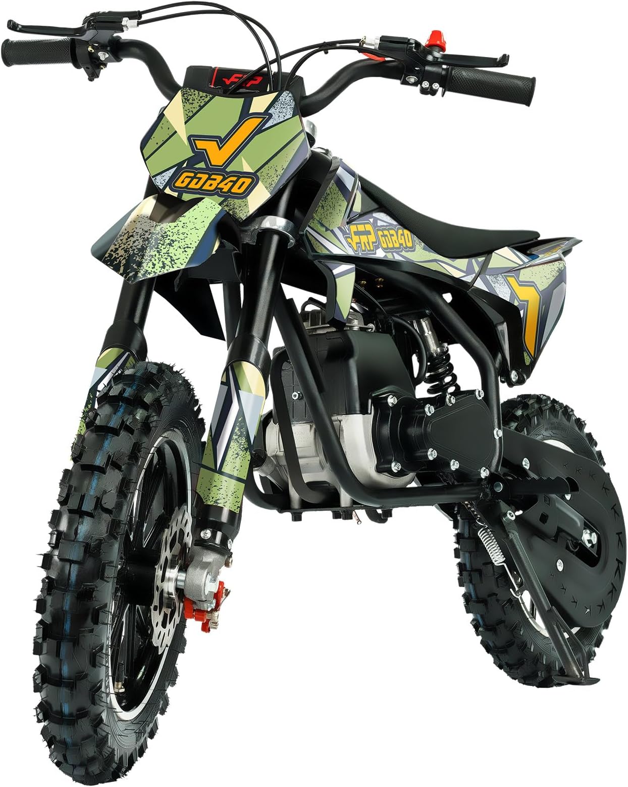 FRP OGM40 Kids Dirt Bike, 40CC 4-Stroke Dirt Bike for Kids, Gas Powered Off-Road Mini Bike with Front & Rear Disc Brake, Up to 20 Mph, Weight Support Up to 132 LBS(Green)