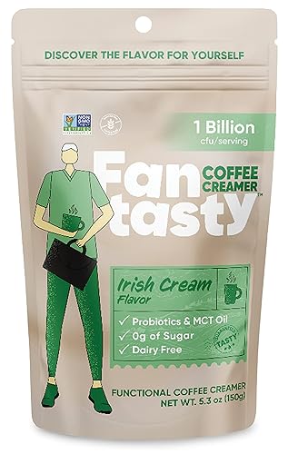FAN TASTY Crema probiótica funcional para café (sabor a crema irlandesa) sin OMG, sin gluten, 1 mil millones de UFC por porción con probióticos y