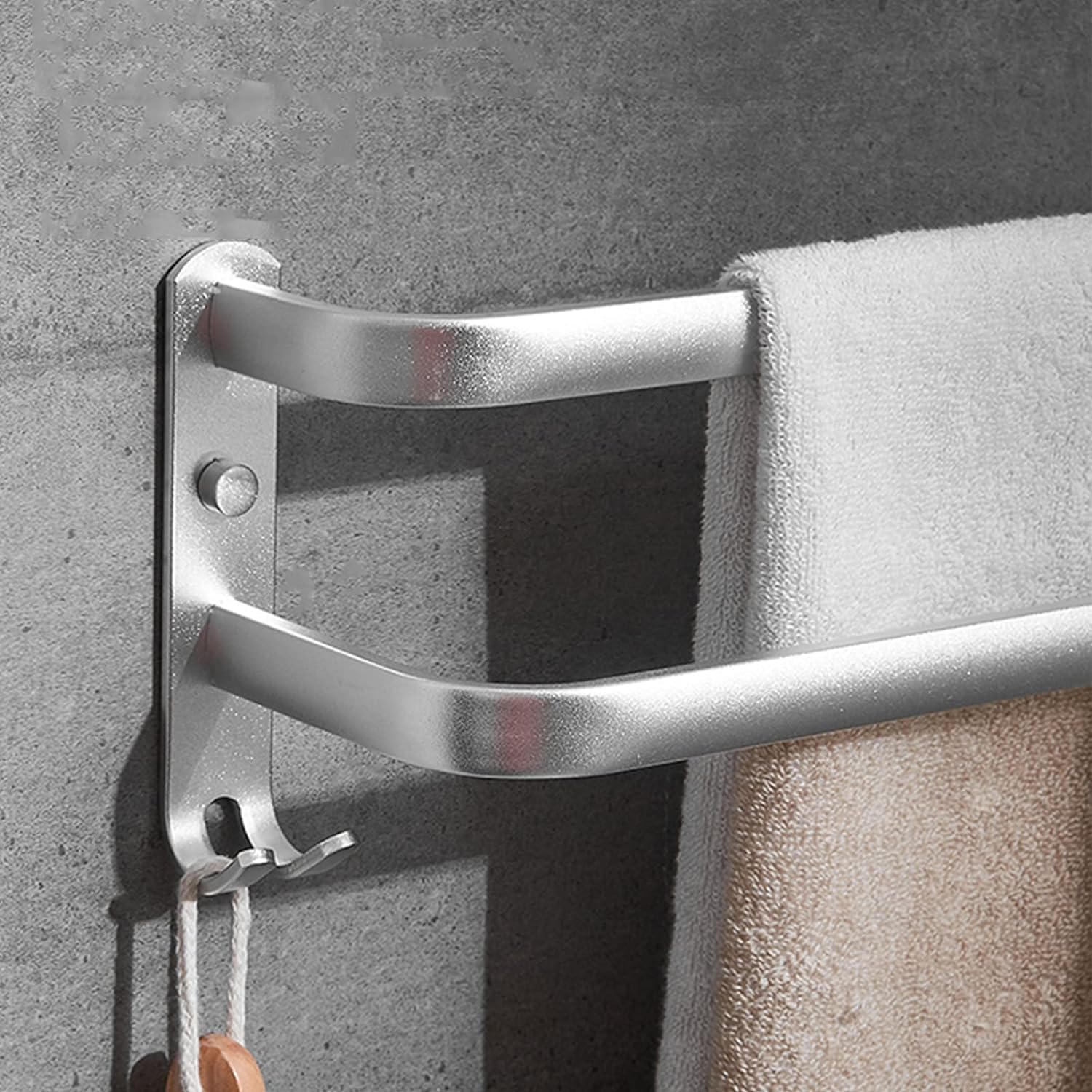 Toallero montado en la Pared, Barra Doble Plateada de 40 cm - 60 cm con Ganchos para toallero, toallero de Acero Inoxidable para Cocina, baño o Inodoro, Acabado Pulido, Multicolor, 40 cm
