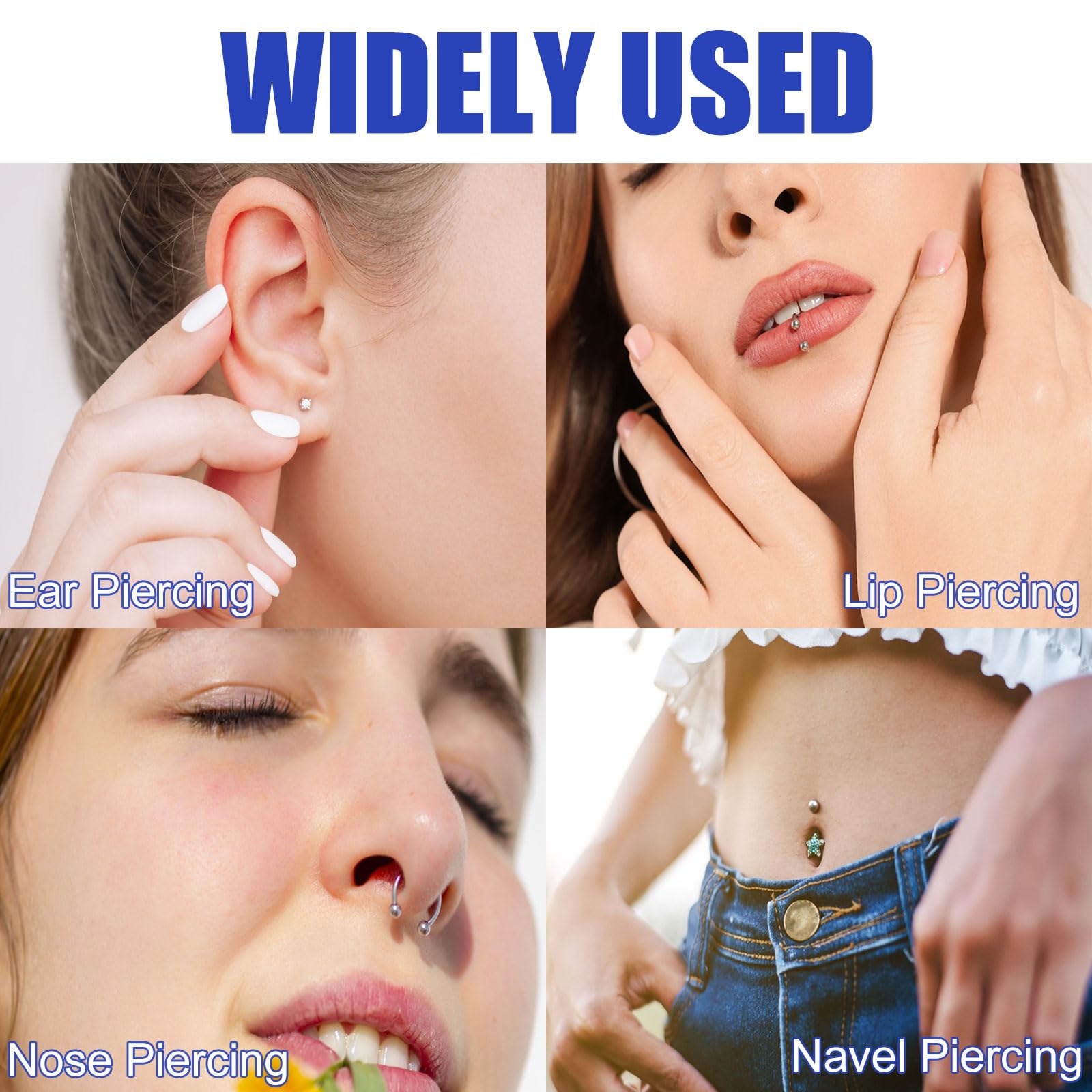 Pistola Piercing Oreja Juego 98 Pendientes Botón Redondos Puntas Orejas Labios Nariz Cuerpo Lengua Ombligo