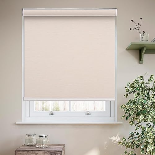 Youngoo Persianas enrollables opacas personalizadas, persianas enrollables sin cordón con cubierta de cenefa, fácil instalación, protección UV,