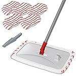 Masthome Extra Large Microfiber Mop for Floor Cleaning, 16 Flat Mop with 5 Pad for Wet & Dry Use, Dust Mop for Hardwood Laminate Tile Ceramic, 1 Cleaning Scraper Included-Red