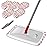 Masthome Extra Large Microfiber Mop for Floor Cleaning, 16 Flat Mop with 5 Pad for Wet & Dry Use, Dust Mop for Hardwood Laminate Tile Ceramic, 1 Cleaning Scraper Included-Red