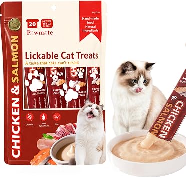 Pawmate Lickable Cat Treats, Chicken & Salmon Cat Squeeze Treats