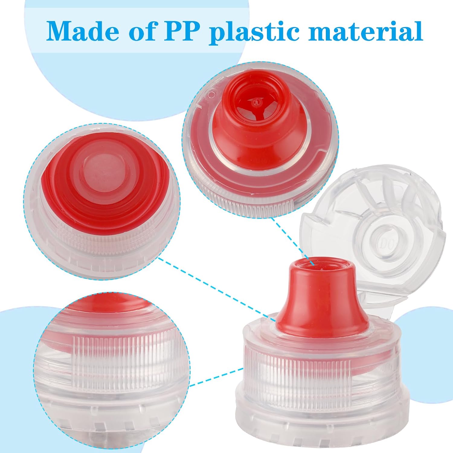 40-Pack Push-Pull Water Bottle Caps, 28mm, Assorted Colors | Leakproof PP push-pull lids with 1.1 in inner diameter, 10 each in red, yellow, blue and green, for sports and outdoor use