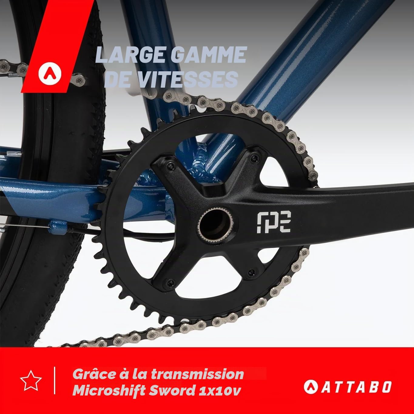ATTABO Gravel Bike GRADO 2.0 avec Cadre en Aluminium 52-56 cm Guidon Ergonomique Frein à Disque mécanique TEKTRO vélo avec Roues de 28" avec Accessoires Selle réglable 10 Vitesses
