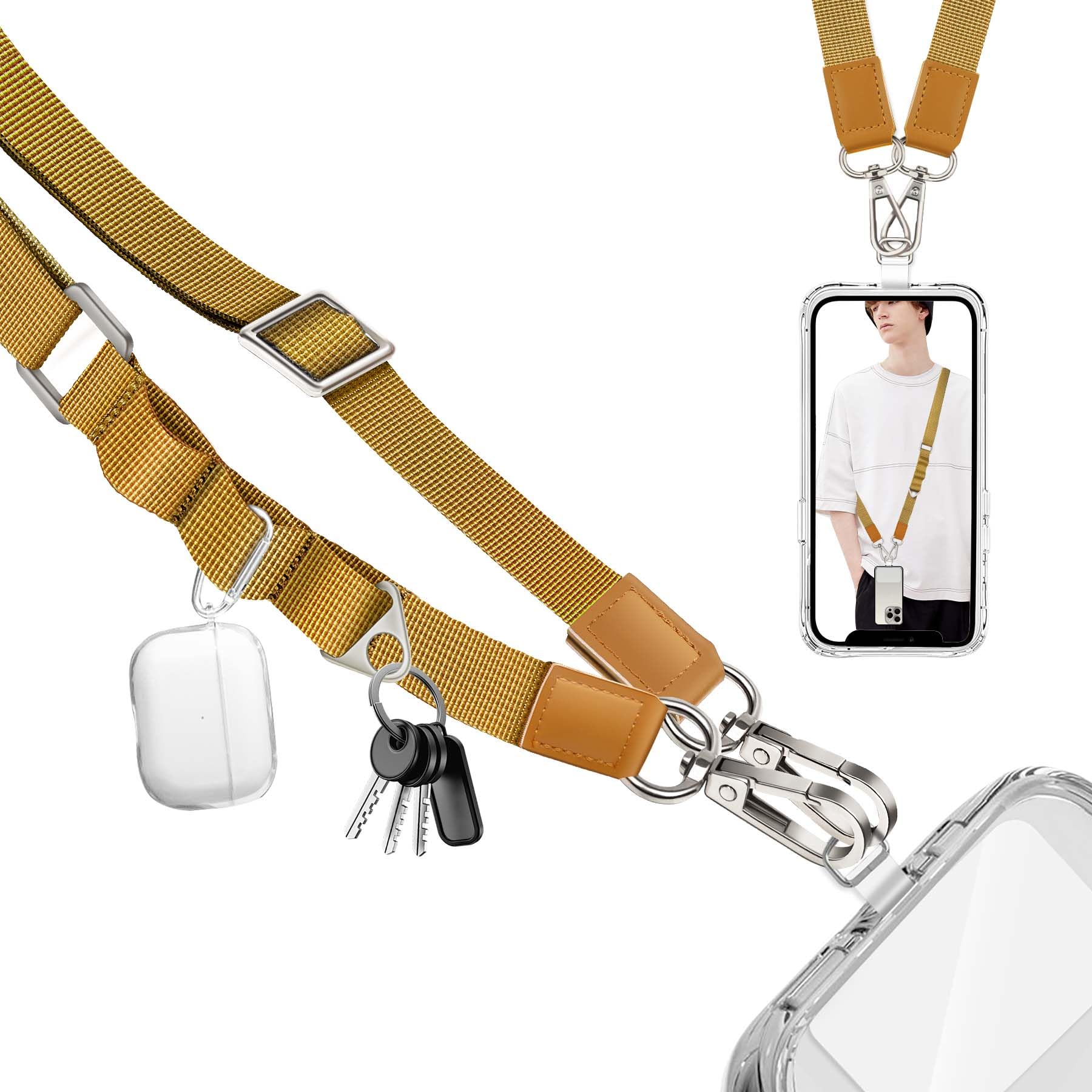 FITENOUGH Phone Lanyard Wrist Strap Crossbody, Universal Adjustable Cell Phone Lanyard Neck Strap with Tether Tab