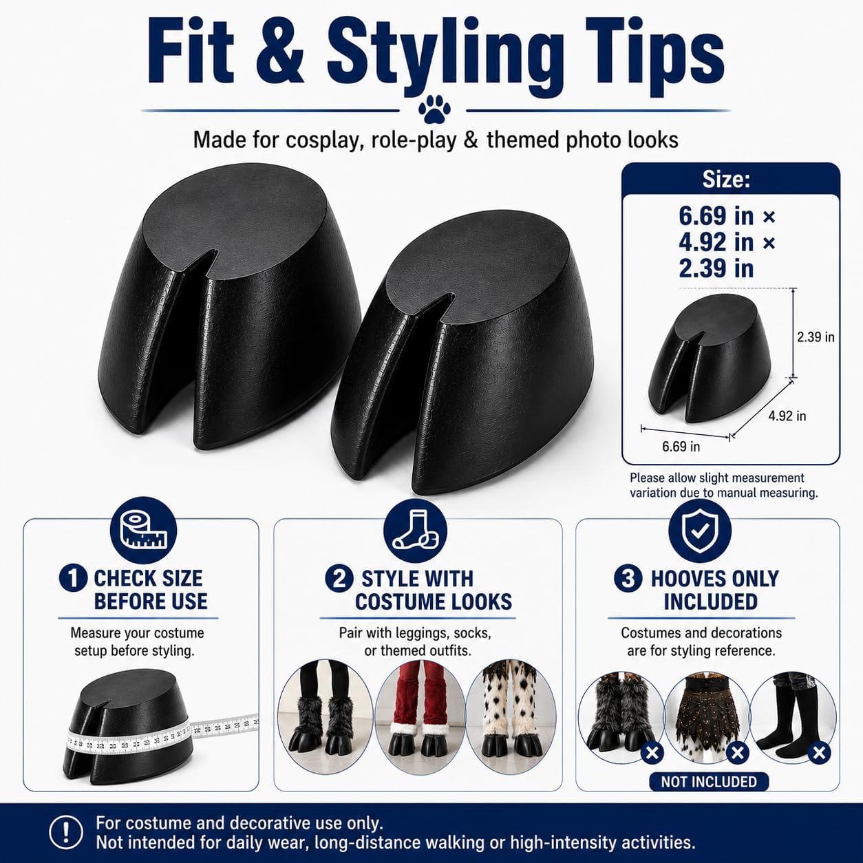 Hoof Shoes Cosplay Costume Hooves, 2 Pcs Black