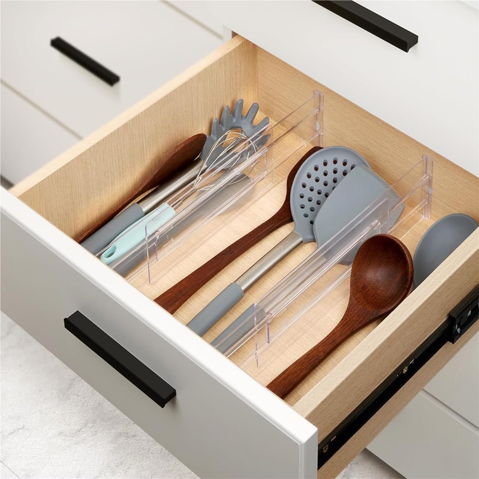 Separateur Tiroirs Séparateurs de tiroirs transparents réglables et extensibles, 4 pièces, for vêtements, ustensiles, cosmétiques, rangement bureau