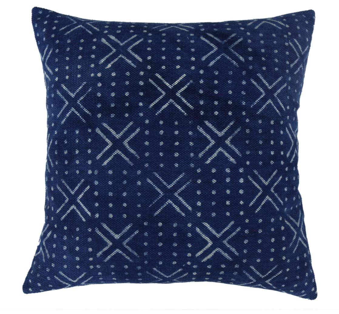 Funda de almohada floral decoración del hogar,Cojín Indigo Cojín de 20 "x 20" pulgadas,Cojín de alfombra Cojín de tela de barro,Cojín decorativo Funda de cojín de algodón,Cojín con estampado bloques