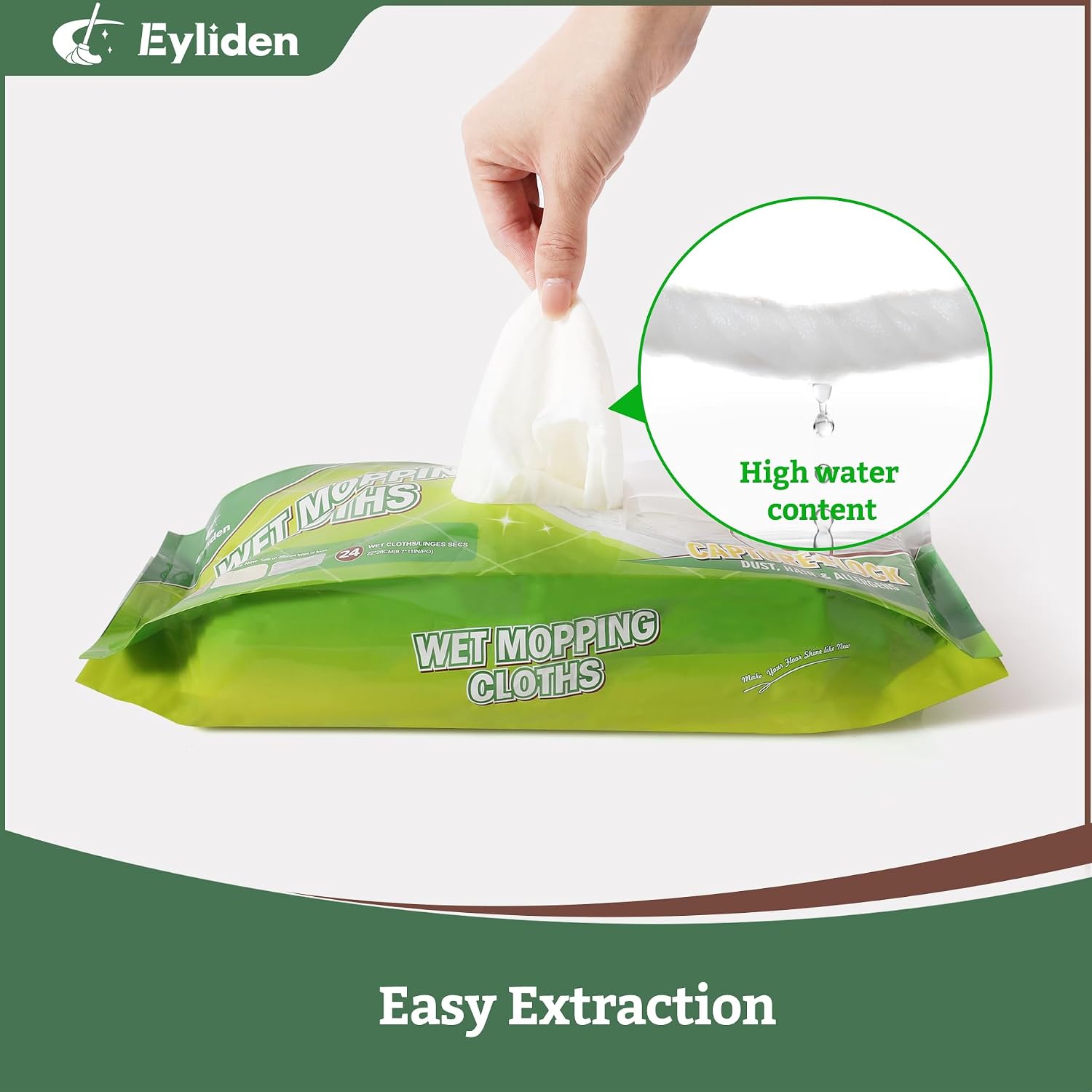 Eyliden 24 Count Wet Pads, Pre-Moistened Cleaner Refill for 10" Sweeper Mop image 3